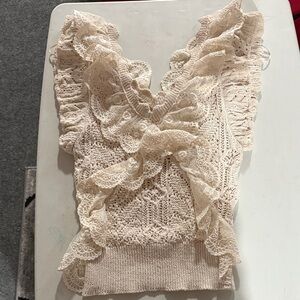 Zara Cream Crochet Lace-Trim Tank